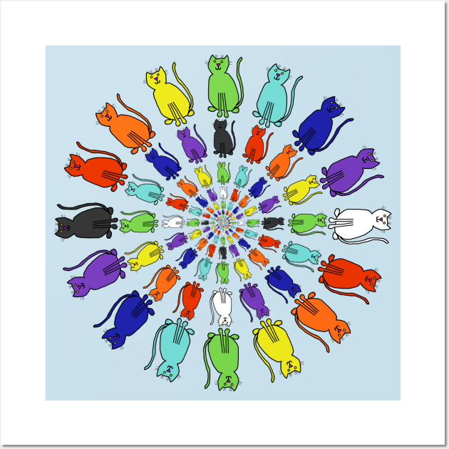 Ever Decreasing Circles of Rainbow Cats Wall Art by ellenhenryart